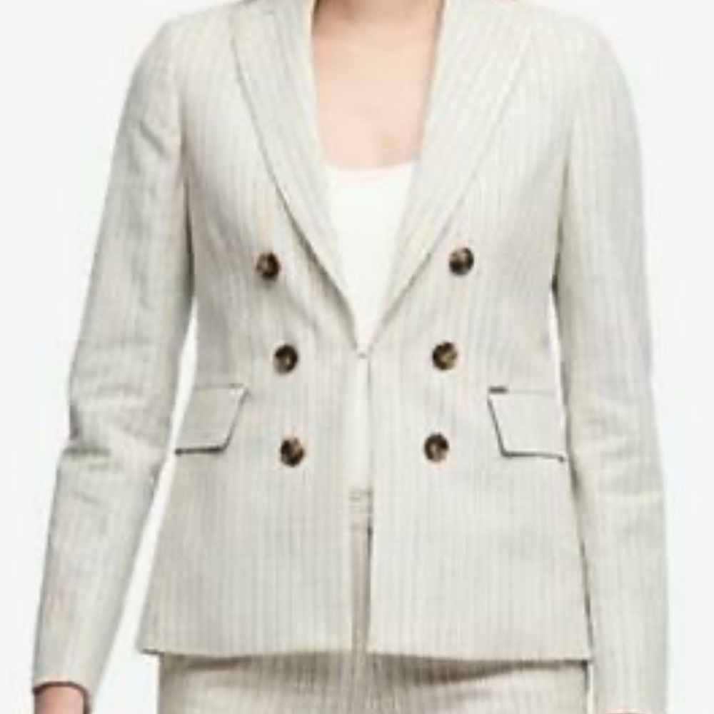 Brand new DKNY white with grey stripes blazer with pockets size 8 office wear
